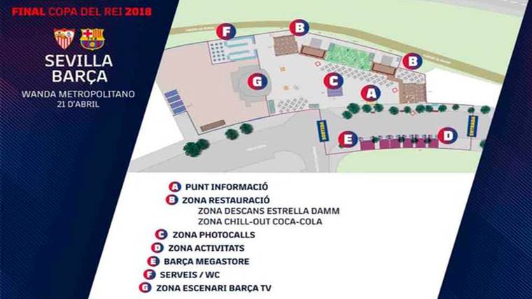 Organisation of the 'fan zone' of the FC Barcelona for the final of Glass