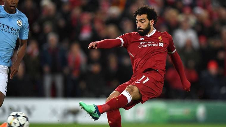 Mohamed Salah en un partido el Liverpool