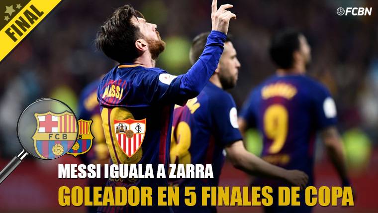 Leo Messi, celebrando el gol marcado al Sevilla en la final de Copa