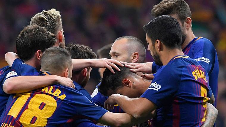 El FC Barcelona, celebrando el título cosechado de Copa del Rey