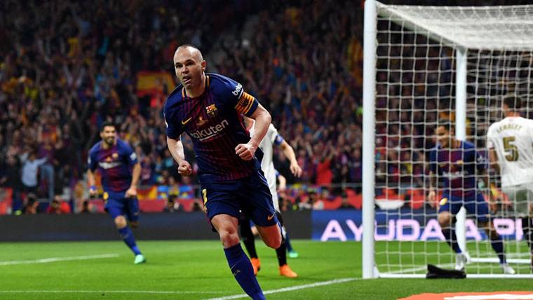 Andrés Iniesta, just after marking the goal to the Seville in the final of Glass