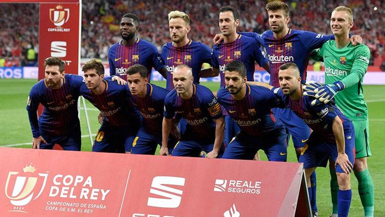 Alignment title of the FC Barcelona against the Seville in Wanda Metropolitan