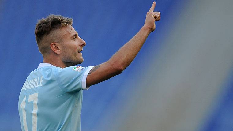 Ciro Immobile celebra un gol con la Lazio