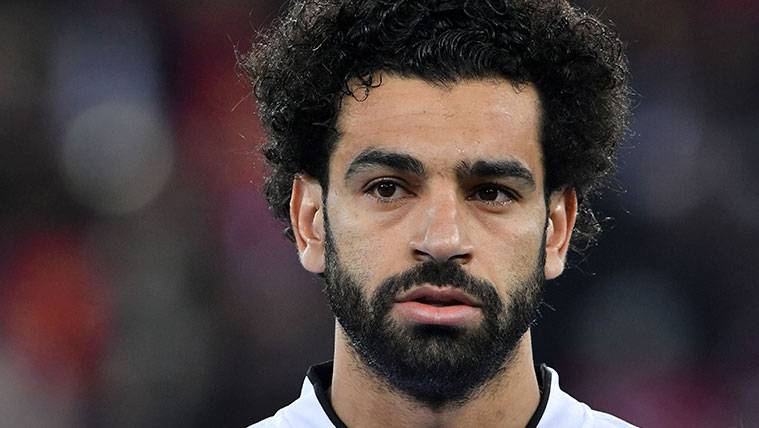 Mohamed Salah en un partido con la selección de Egipto
