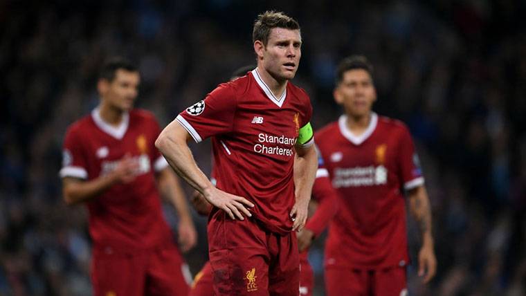 James Milner, beside some of his mates of the Liverpool