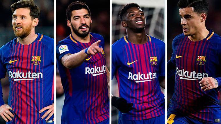 Messi, Suárez, Dembélé y Coutinho coincidieron en el once titular