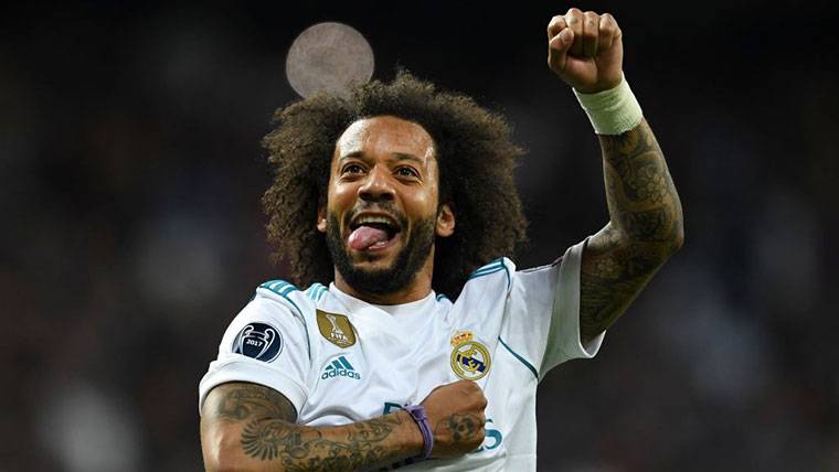 Marcelo Vieira, celebrando el pase del Real Madrid a la final