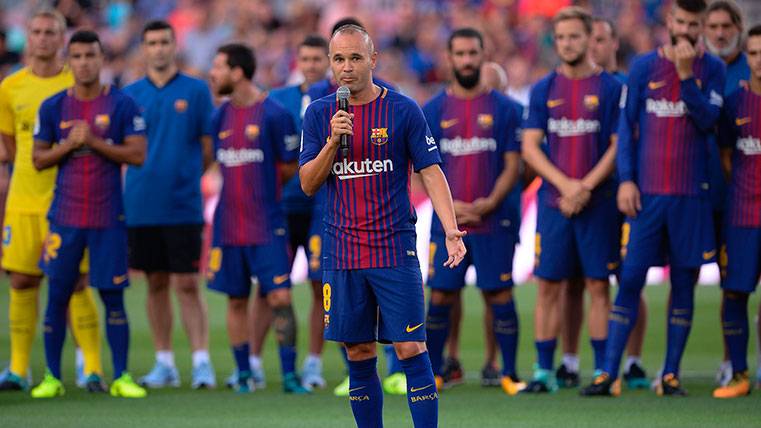 Andrés Iniesta in the presentation of the season of the FC Barcelona