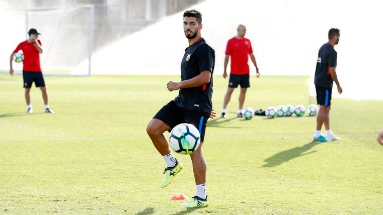 Luis Suárez in a training of the FC Barcelona