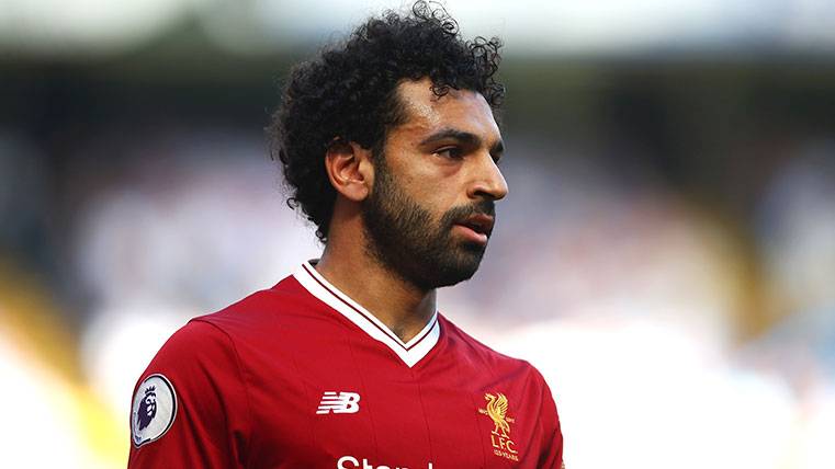 Mohamed Salah en un partido del Liverpool