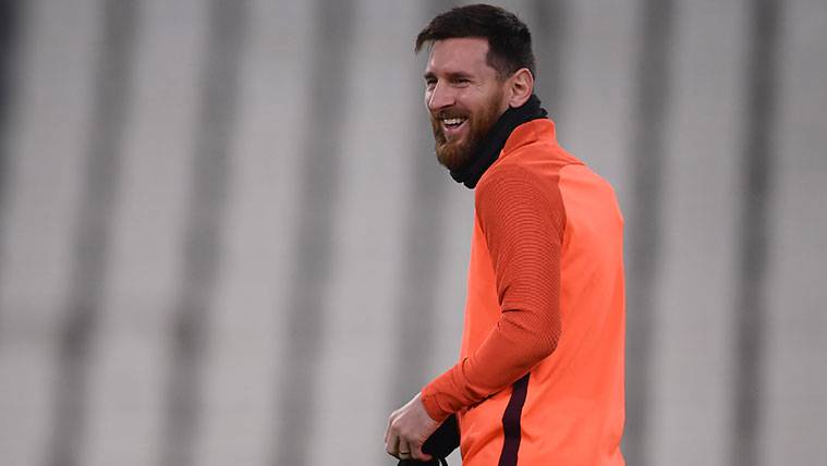 Leo Messi en un entrenamiento con el FC Barcelona