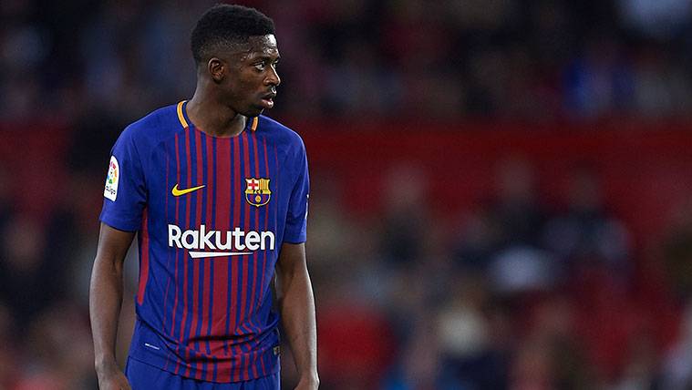 Ousmane Dembélé en un partido con el FC Barcelona