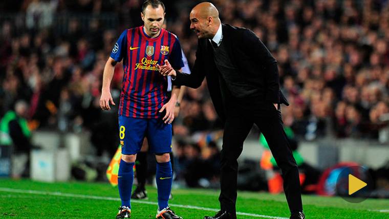 Pep Guardiola and Andrés Iniesta, in an image of archive