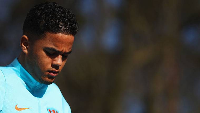 Justin Kluivert in a training of the Dutch selection