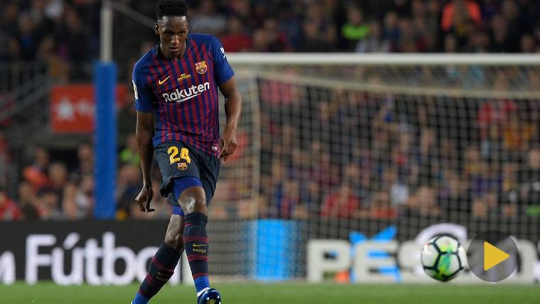 Yerry Mina, during the party against the Real Sociedad in the Camp Nou