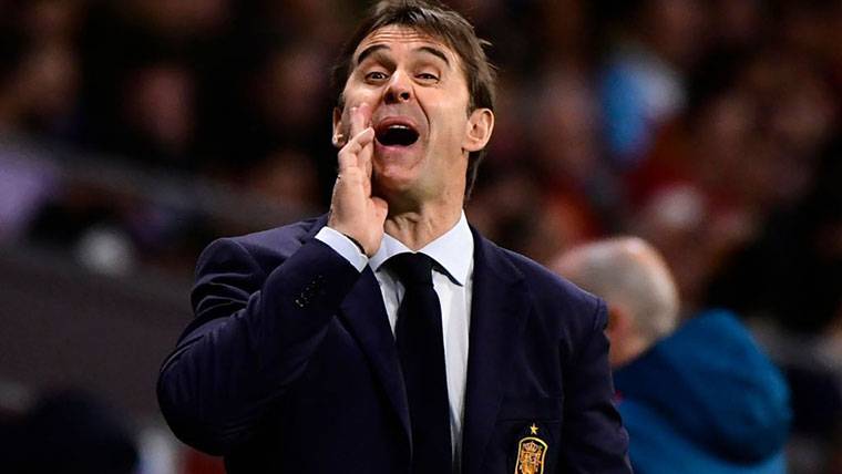 Julen Lopetegui, durante un partido de la selección española