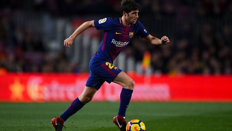 Sergi Roberto, durante un partido con el FC Barcelona este curso