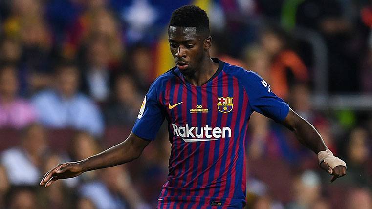 Ousmane Dembélé en un partido con el FC Barcelona