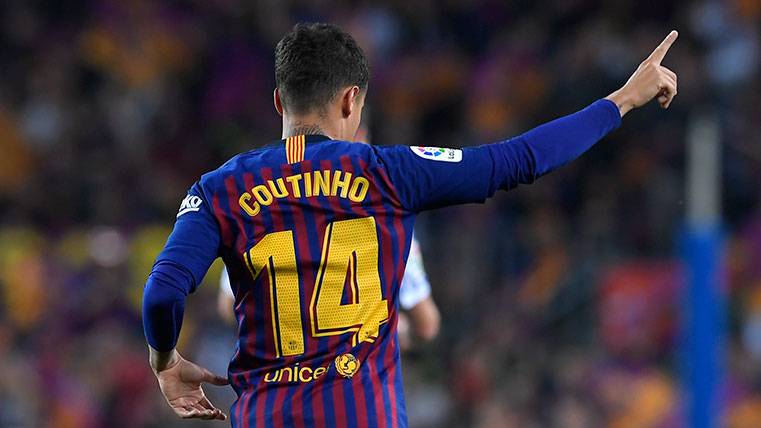 Philippe Coutinho celebra un gol con el FC Barcelona
