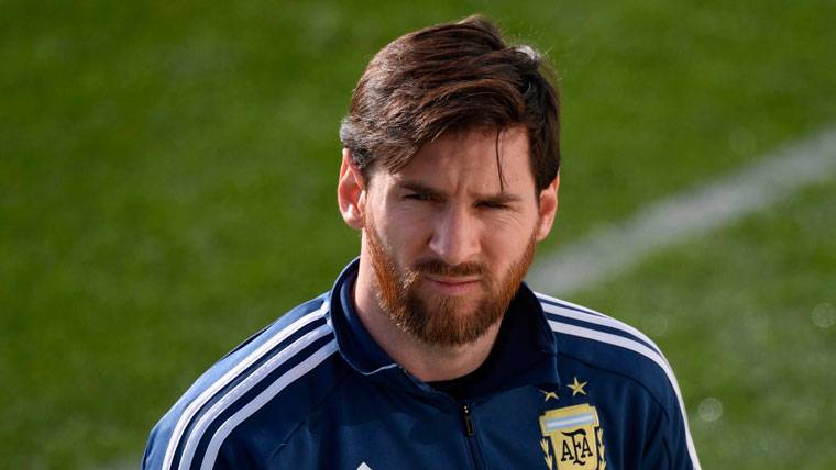 Leo Messi, durante un entrenamiento con Argentina