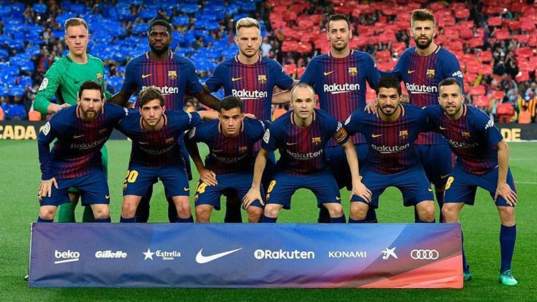 Alignment title of the FC Barcelona in a party of LaLiga 2017-18