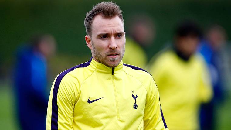 Christian Eriksen en un entrenamiento del Tottenham