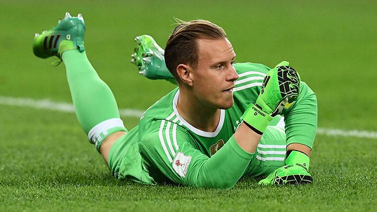 Marc-André Ter Stegen en un partido con la selección de Alemania