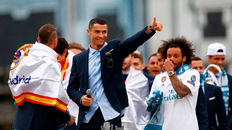 Cristiano Ronaldo, celebrando la Champions League en Cibeles
