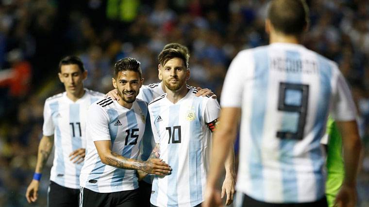 Leo Messi, celebrando uno de sus goles contra Haití