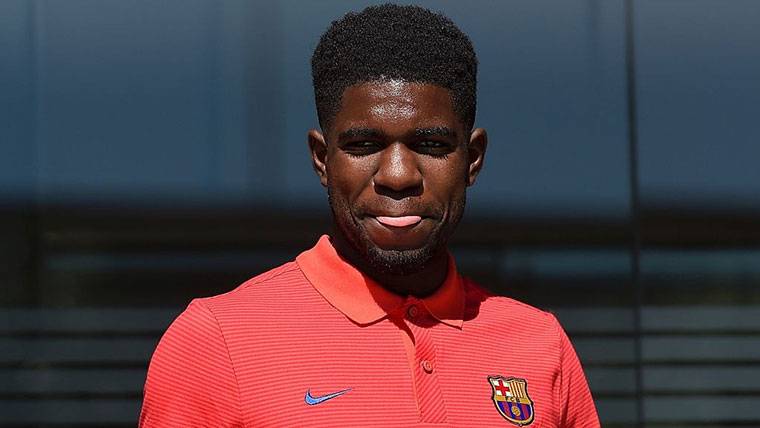 Samuel Umtiti, before a session of training in pre-season