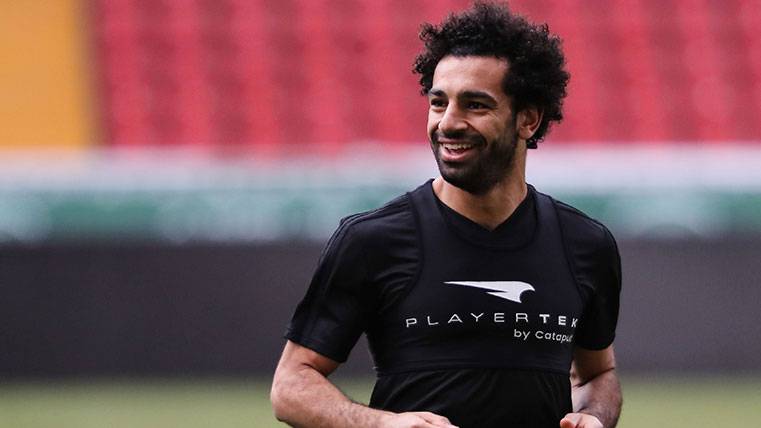 Mohamed Salah en un entrenamiento con la selección de Egipto