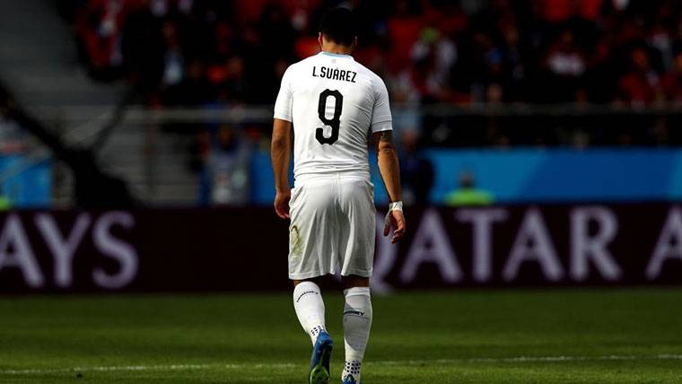 Luis Suárez, durante un partido con Uruguay en el Mundial de Rusia