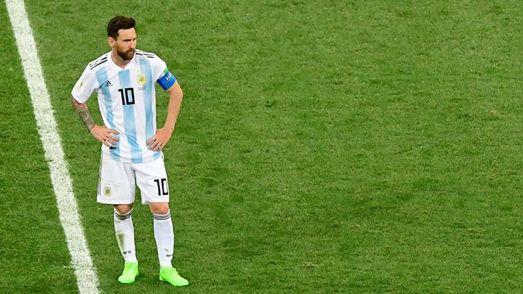 Leo Messi en un partido de la selección de Argentina