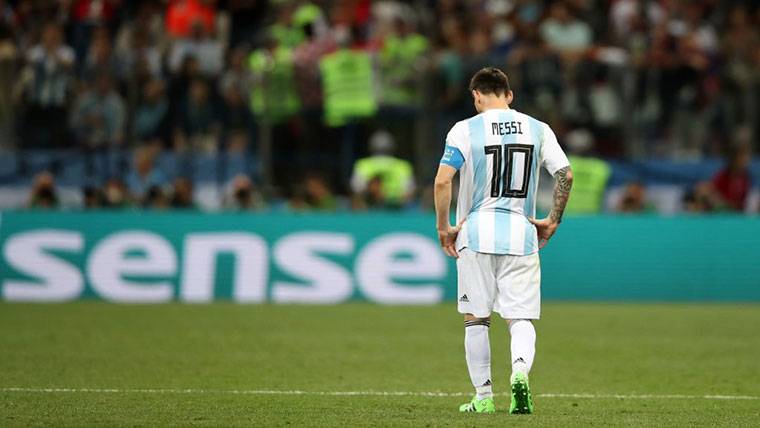 Leo Messi, after a goal of Croatia against Argentina