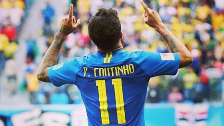 Philippe Coutinho, celebrating the marked goal to Costa Rica
