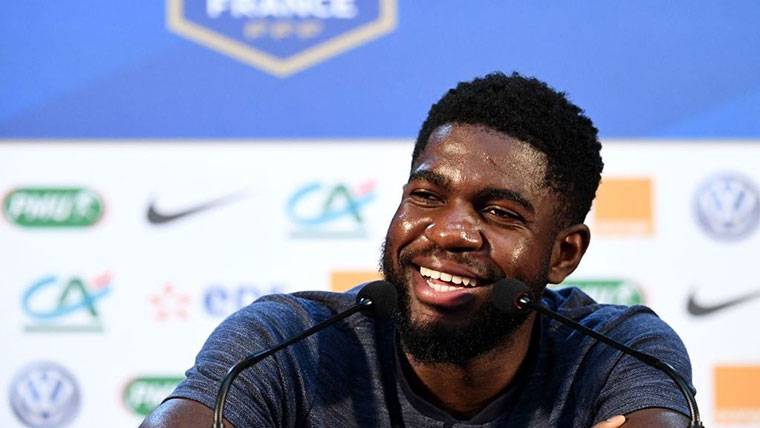 Samuel Umtiti, during a press conference with France