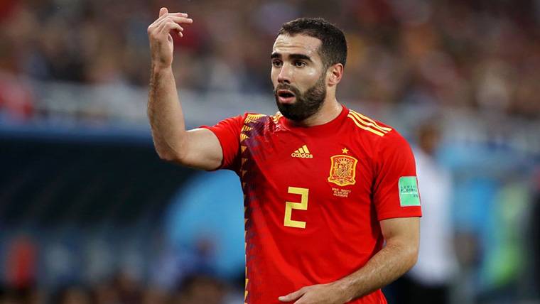 Dani Carvajal, during a meeting with the Spanish selection