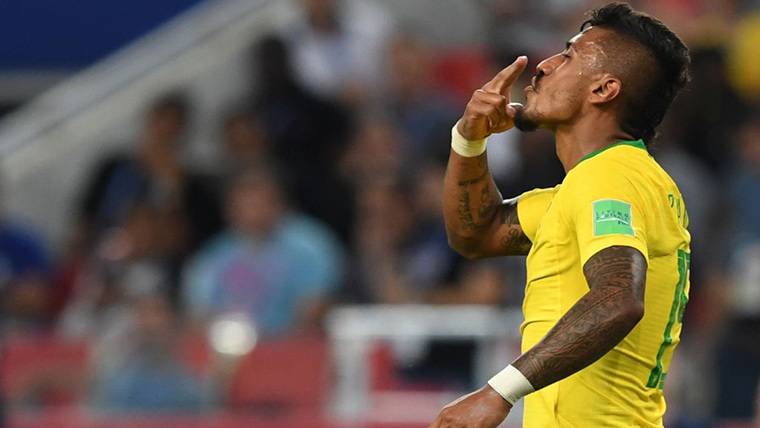 Paulinho Bezerra, celebrando un gol importante con Brasil en el Mundial