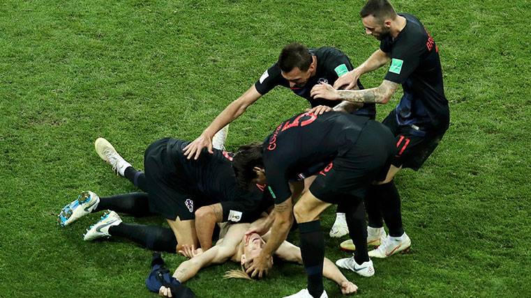 The players of the selection of Croatia celebrate a goal in the World-wide