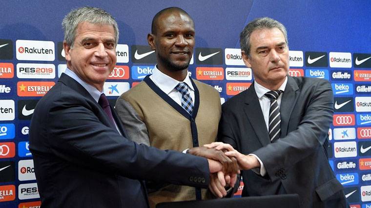 Jordi Mestre, Éric Abidal and Pep Safe, in an image of archive