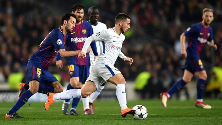 Eden Hazard, against the Barcelona in a party of Champions League
