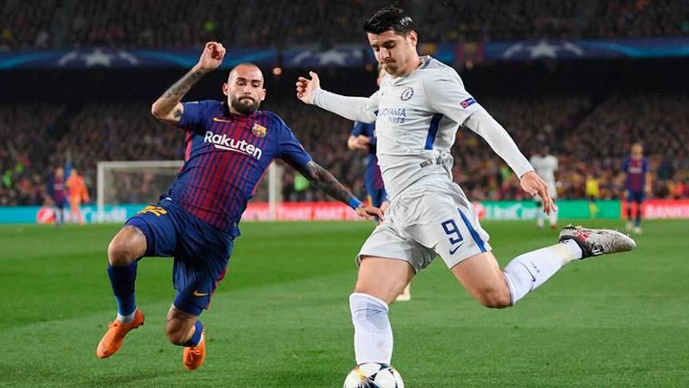 Aleix Vidal, en el partido de Champions contra el Chelsea