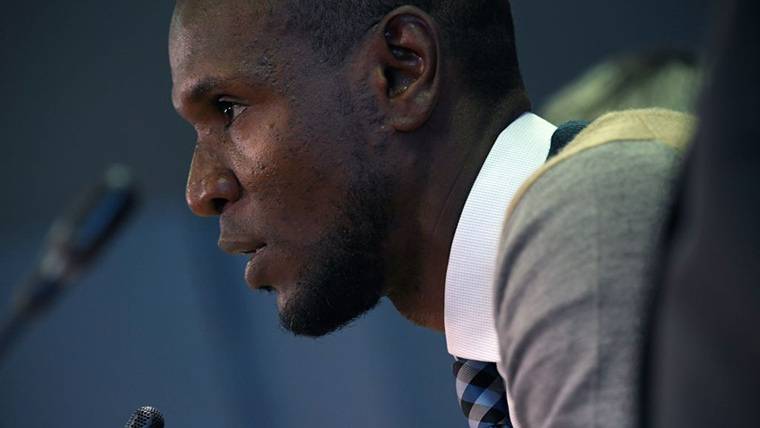 Éric Abidal, during a press conference with the FC Barcelona