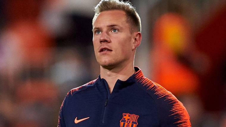 Marc-André Ter Stegen, durante un entreno con el Barcelona