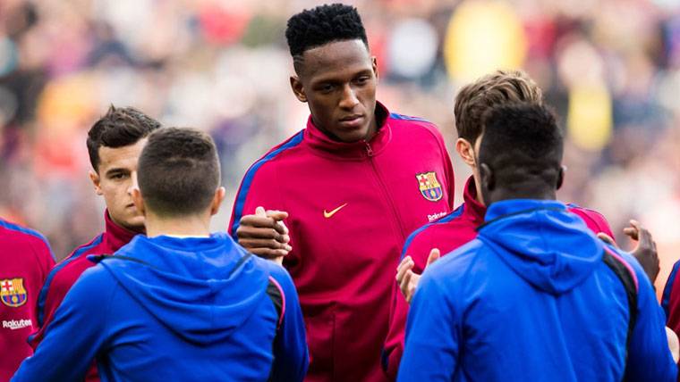 Yerry Mina, before a party with the FC Barcelona