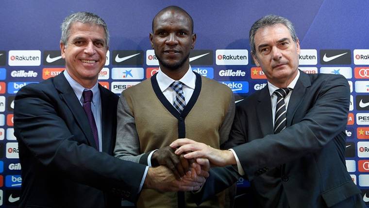 Jordi Mestre, beside Éric Abidal and Pep Safe in an image of archive