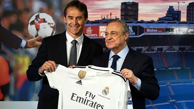 Florentino Pérez, durante la presentación de Lopetegui con el Real Madrid