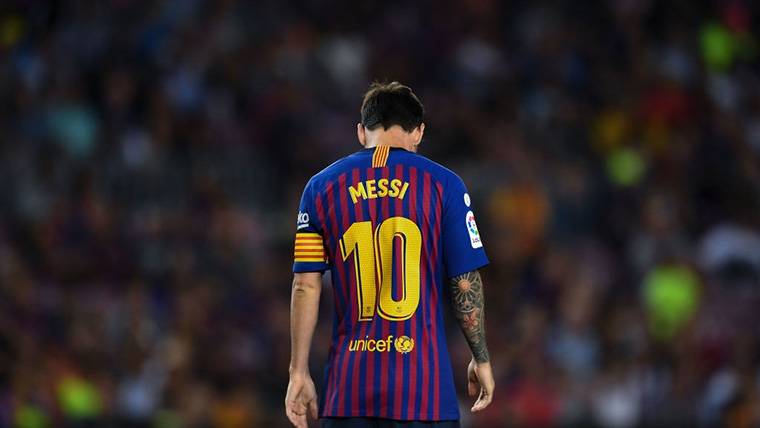 Leo Messi, cabizbajo during a party of the FC Barcelona