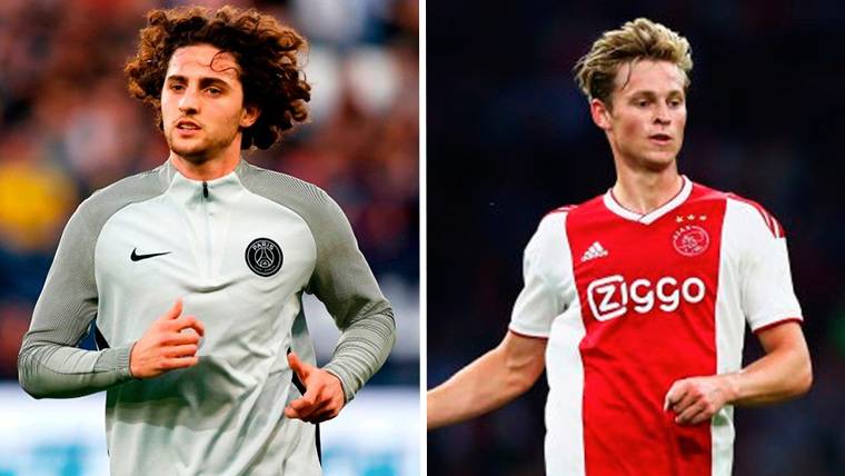 Adrien Rabiot and Frenkie Of Jong, in respective parties with PSG and Ajax