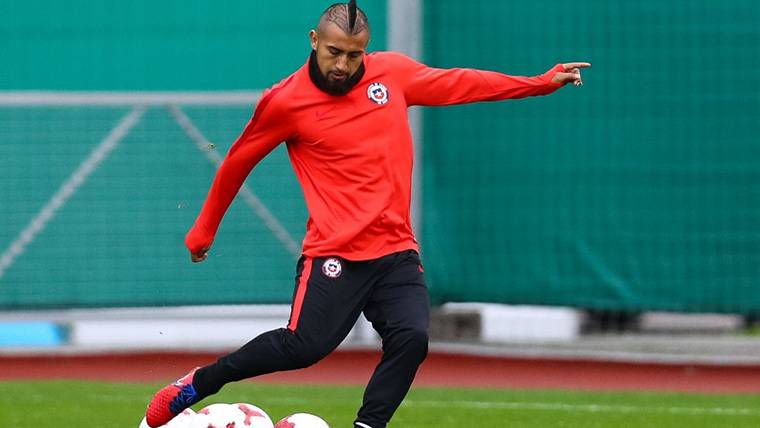 Arturo Vidal, durante un entrenamiento con la selección de Chile